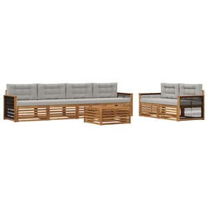 vidaXL Ensemble de canapés d'extérieur 7 Pièces Naturel et gris clair