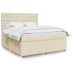 vidaXL Sommier à lattes de lit avec matelas Crème 180x200 cm Tissu