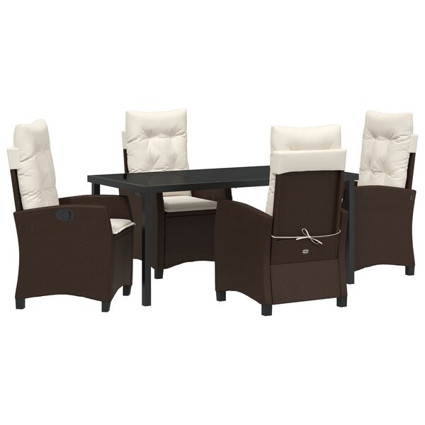 vidaXL Ensemble de jardin de 5 pièces avec coussins en rotin synthétique marron
