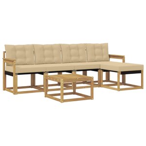 vidaXL Ensemble de canapés d'extérieur 6 pc Blanc et Beige
