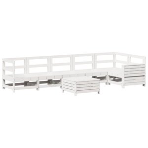vidaXL Salon de jardin 7 Pièces blanc bois de pin massif