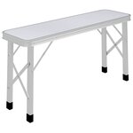 vidaXL Table de camping pliable avec 2 bancs Aluminium Blanc