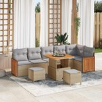 vidaXL Ensemble de canapé de jardin 9 Pièces Beige et Gris clair