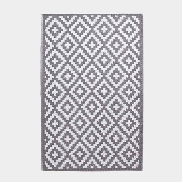 Tapis extérieur terrasse réversible - Tapis de jardin imperméable et résistant UV - Zoe - Gris - 120x180 cm - HOMESCAPES