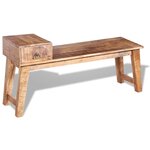 vidaXL Banc avec tiroir Bois de manguier massif 120x36x60 cm
