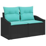 vidaXL Ensemble de canapé de jardin avec coussin 8 Pièces Noir Poly rotin