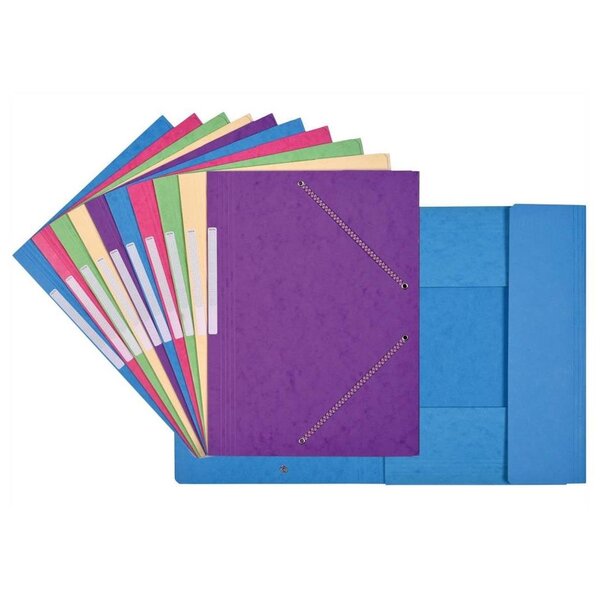 Pack 10 Chemises Carte Lustée 24 x 32 cm Rabats et Elastiques Assorties pastel COUTAL
