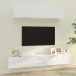 vidaXL Ensemble de meubles TV 4 Pièces Blanc brillant Bois d'ingénierie