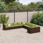 vidaXL Salon de jardin 10 Pièces avec coussins marron résine tressée