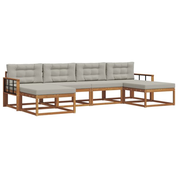 vidaXL Ensemble de canapés d'extérieur 6 Pièces Gris Naturel et Clair