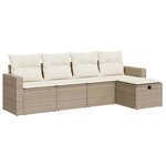 vidaXL Salon de jardin avec coussins 5 Pièces beige résine tressée