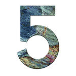 Numéro 5 - Numéro adhésif pour boîtes aux lettres- Pierre véritable 50 mm  LAVE