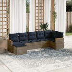 vidaXL Salon de jardin 7 Pièces avec coussins gris résine tressée