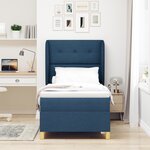 Lit à ressort vidaXL avec matelas bleu 90x190 cm en tissu