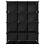 vidaXL Cubes de rangement 12 Pièces Noir PP