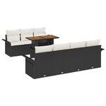 vidaXL Ensemble canapé de jardin 8 pièces avec coussins en poly rotin noir et acacia