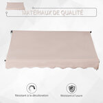 Store banne manuel rétractable 2L x 1 5l x 1 7-2 8H m inclinaison réglable installation rapide métal alu polyester beige