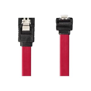 NEDIS SATA 3Gb/s data cable - SATA 7-pin Female with Lock - SATA 7-pin Female 90° Angled with Lock - 0.5 m - Red