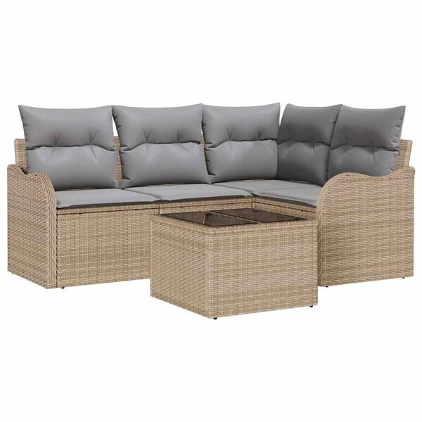 vidaXL Ensemble de canapé de jardin avec coussin 5 Pièces Noir Poly rotin