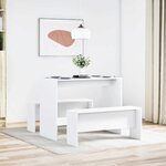 vidaXL Ensemble table à manger et bancs 3Pièces blanc bois d'ingénierie