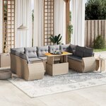 vidaXL Salon de jardin avec coussins 10 Pièces beige résine tressée