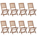 vidaXL Chaises pliables de jardin lot de 8 avec coussins Bois d'acacia