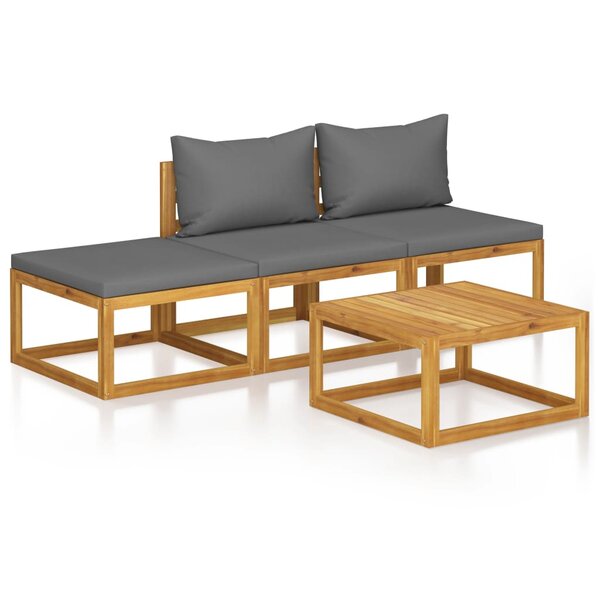 vidaXL Salon de jardin 4 Pièces avec coussin Bois d'acacia solide
