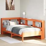 vidaXL Lit bibliothèque sans matelas cire marron 100x200 cm pin massif