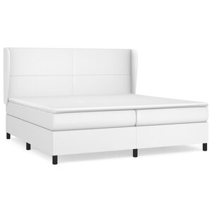 vidaXL Sommier à lattes de lit avec matelas Blanc 200x200cm Similicuir