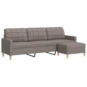 vidaXL Canapé à 3 places avec repose-pieds Taupe 210 cm Tissu