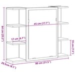 vidaXL Armoire à miroir de bain Gris béton 80x20 5x64 cm Aggloméré