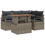 vidaXL Ensemble de canapé de jardin 5 Pièces Gris Poly rotin