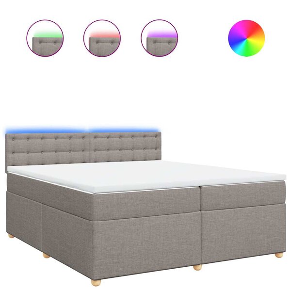 vidaXL Sommier à lattes de lit avec matelas Taupe 200x200 cm Tissu