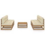 vidaXL Salon de jardin 7 Pièces avec coussins Bois de pin massif