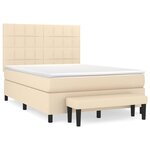 vidaXL Sommier à lattes de lit avec matelas Crème 140x200 cm Tissu
