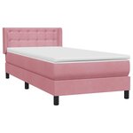 vidaXL Sommier à lattes de lit avec matelas rose 100x220 cm velours