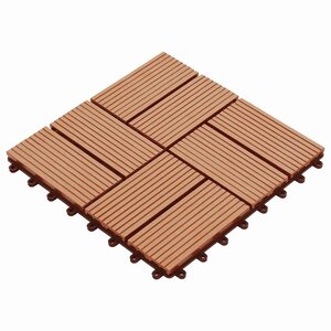 vidaXL Carreau de terrasse 11 Pièces Teck 30 x 30 cm WPC
