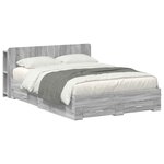 vidaXL Cadre de lit avec rangement Sonoma gris 160 x 200 cm