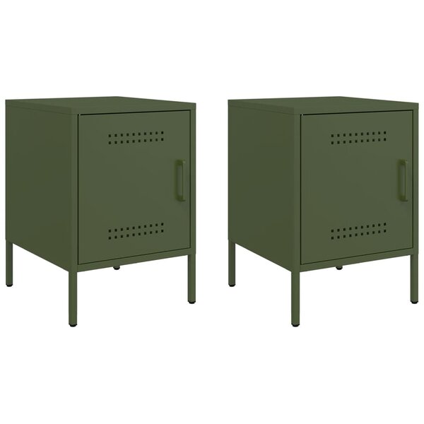 vidaXL Tables de chevet 2 Pièces vert olive 36x39x50 5 cm acier