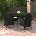 vidaXL Mobilier à dîner de jardin coussins 5 Pièces Résine tressée Verre