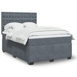 vidaXL Sommier à lattes de lit et matelas Gris foncé 160x200cm Velours