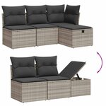 vidaXL Salon de jardin avec coussins 7 Pièces gris clair résine tressée
