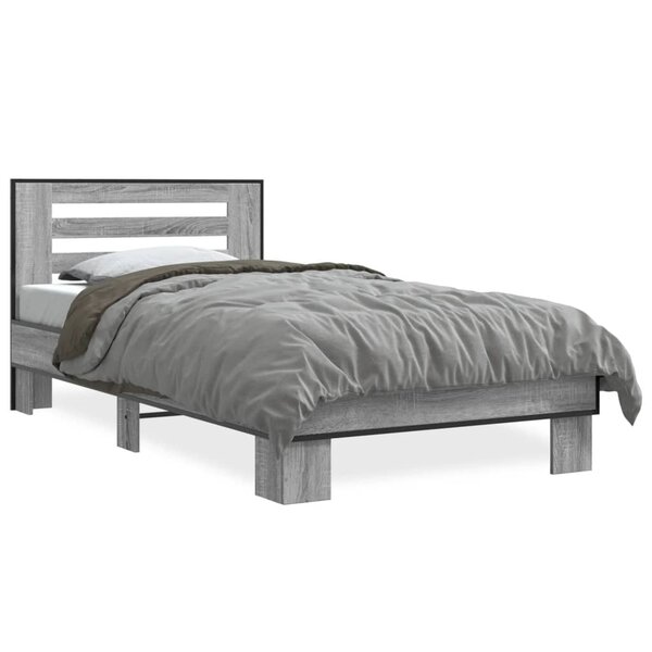 vidaXL Cadre de lit sans matelas sonoma gris 75x190 cm