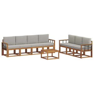 vidaXL Ensemble de canapés d'extérieur 8 pc Gris Naturel et Clair