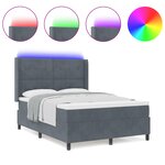 Lit box spring vidaXL avec matelas et LED Gris foncé 140x200 cm Velours