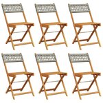 vidaXL Chaises de jardin pliantes lot de 6 gris poly rotin bois massif
