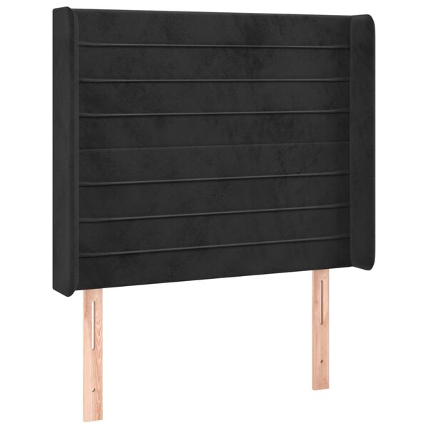 vidaXL Tête de lit avec oreilles Noir 103x16x118/128 cm Velours