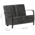 vidaXL Canapé à 2 places gris délavé cuir véritable