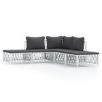 vidaXL Salon de jardin avec coussins 5 Pièces blanc acier