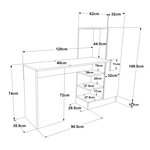 Bureau table poste de travail avec armoire intégrée 120 x 153 x 40 cm effet chêne anthracite 03_0009072